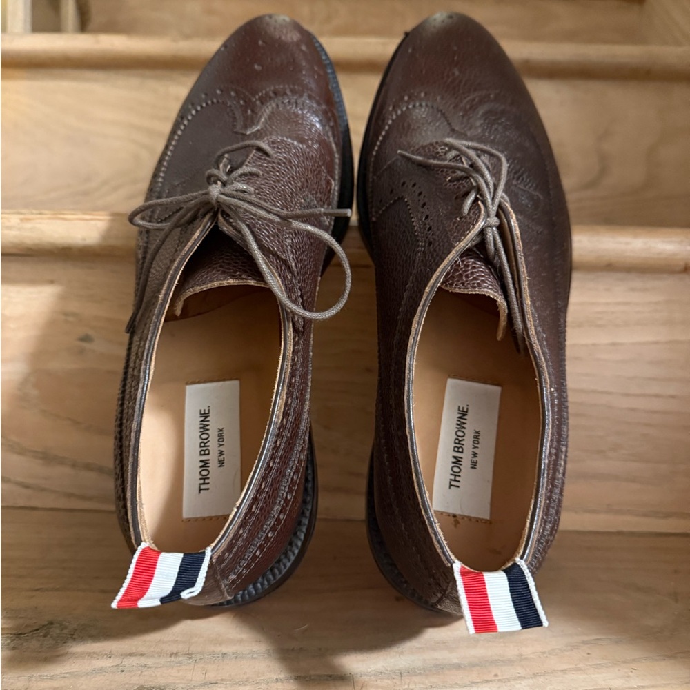 Thom Browne Pebble Grain Leather Longwing Derby Shoes - Men 10.5US/43.5EU - Picture 8 of 16
